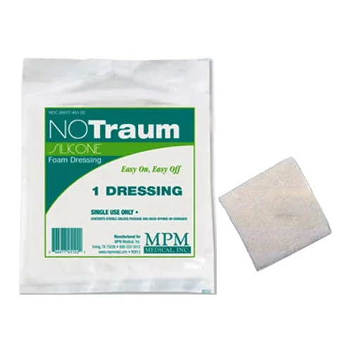 NoTraum Extra Bordered Silicone Foam Dressing, 4″ x 4″