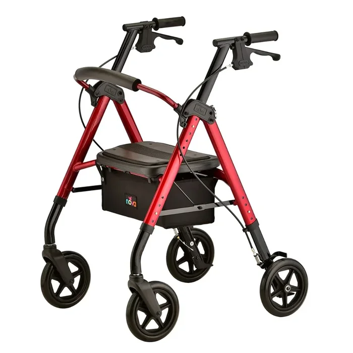 Nova Medical 4262 Star DX Rollator Walker with Wide Padded Seat & 8” Wheels