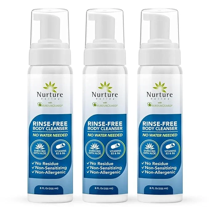 Nurture Rinse Free Foaming Cleanser – No-Water Body Wash 3-Pack