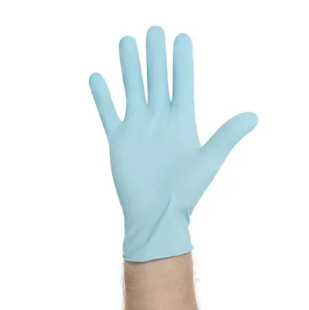 O&M Halyard Inc Blue Nitrile Exam Glove Medium NonSterile Nitrile Standard Cuff Length Textured Fingertips Blue Not Chemo Approved – 53102