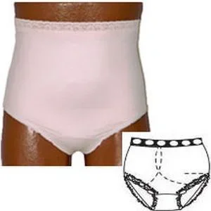 OPTIONS Ladies’ Basic with Built-In Barrier/Support, Soft Pink, Right-Side Stoma, Small 4-5, Hips 33″ – 37″