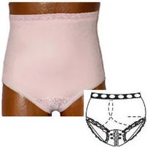 OPTIONS Split-Lace Crotch with Built-In Barrier/Support, Soft Pink, Right-Side Stoma, X-Large 10, Hips 45″ – 47″
