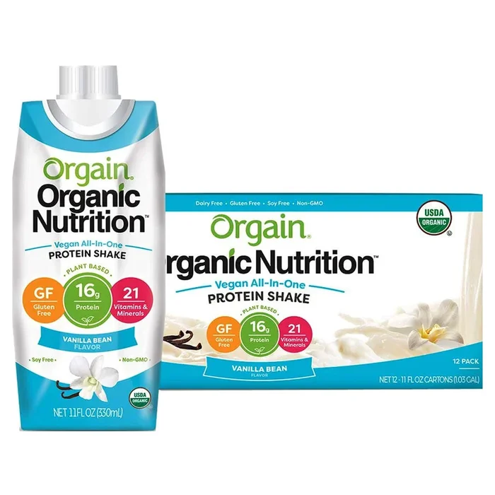 Orgain Organic Nutrition Vegan All-In-One Protein Shake, Sweet Vanilla Bean, 11 fl oz