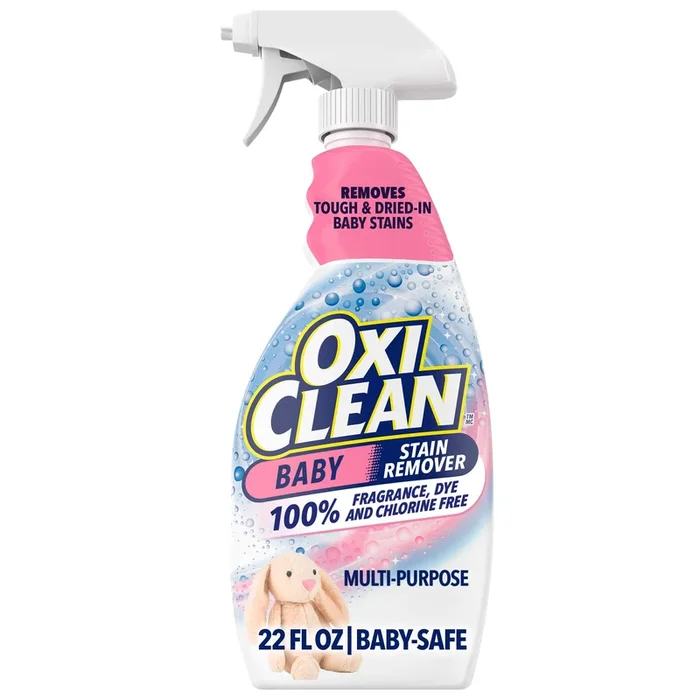 OxiClean All-Purpose Baby Enzyme Stain Remover Spray for Cloth Diapers, Bedding, Blankets, and Upholstery – Colour Safe, Chlorine Bleach, Fragrance Free, 651 ml