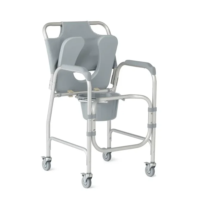 Padded Shower Commode with 4 Wheels