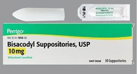 Perrigo Company Perrigo Laxative Suppository 50 per Box 10 mg Strength Bisacodyl USP – 574705050