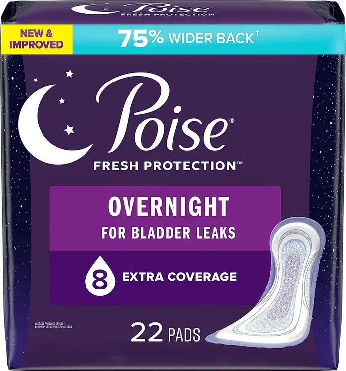 Poise Fresh Protection Bladder Control Pad, 5.3 Inch Length, Overnight Absorbency, Sodium Polyacrylate Core, One Size Fits Most
