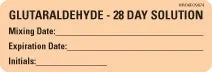 Precision Dynamics MedVision Pre-Printed Label Laboratory Use GLUTARALDEHYDE – 28 DAY SOLUTION Mixing Date:_____________ Expiration Date:____________ Initials:_____________________ Fluorescent Orange 1 X 2-15/16 Inch – V06FO9674