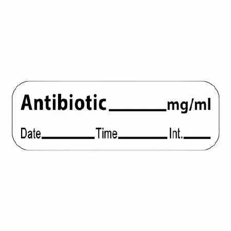 Precision Dynamics Pre-Printed Label Anesthesia Label Antibiotic___ mg/mL/Date___Time___Int.___ White 1/2 X 1-1/2 Inch – LAN-35