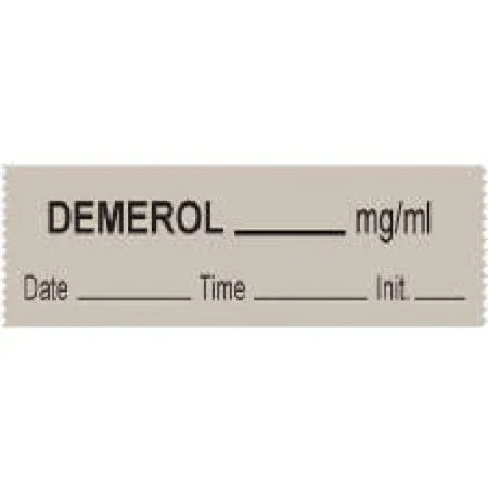 Precision Dynamics Pre-Printed Label Anesthesia Label DEMEROL_____mg/ml/Date___Time___Init.___ Gray 1/2 X 500 Inch – 59709326