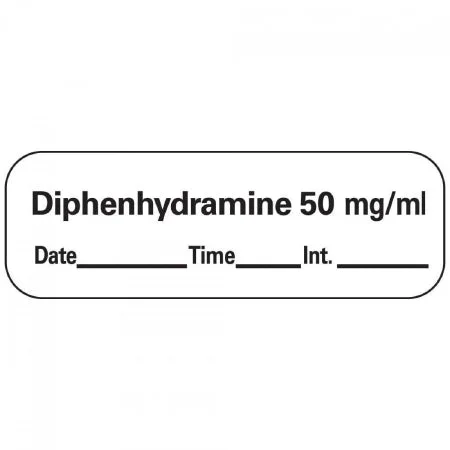 Precision Dynamics Pre-Printed Label Anesthesia Label Diphenhydramine 50 Mg/mL White 1-1/2 X 1/2 Inch – LAN-210D50