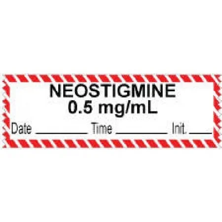 Precision Dynamics Pre-Printed Label Anesthesia Label NEOSTIGMINE 0.5 mg/mL/Date___Time___Init.___ Red / White 1/2 X 500 Inch – 59726956