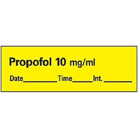 Precision Dynamics Pre-Printed Label Anesthesia Label Propofol 10 Mg/mL Yellow 1-1/2 X 1/2 Inch – AN-27D10