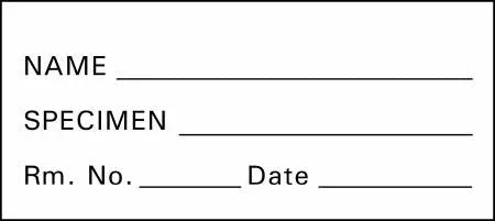 Precision Dynamics TimeMed Pre-Printed / Write On Label Timemed Laboratory Use Name, Speciment, Rm. No., Date White 1 X 2-1/4 Inch – SP-1