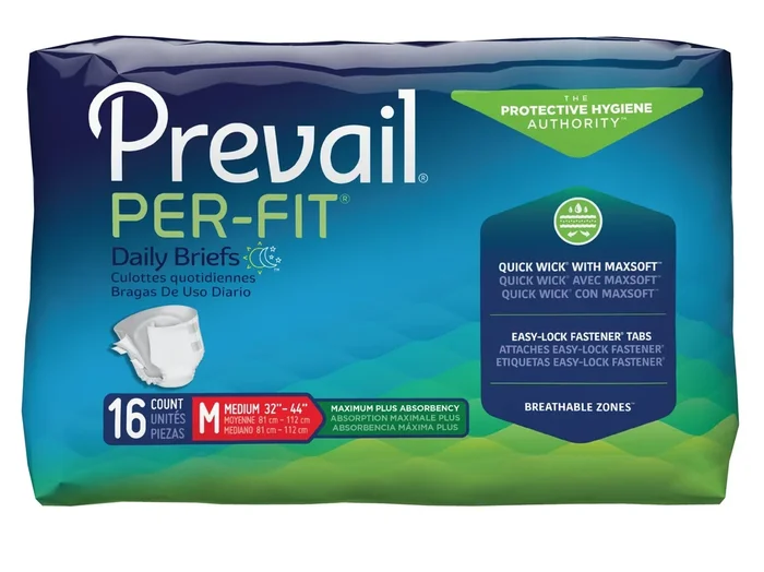 Prevail Per-Fit Briefs, Medium 32″-44″ Maximum Plus Absorbency, 16 ct