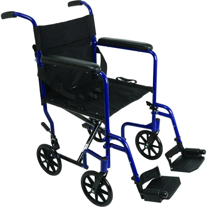 ProBasics ProBasics Aluminum Transport Wheelchair, 19-inch, Blue