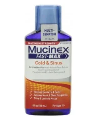 Reckitt Benckiser Mucinex Max Cold and Cough Relief 650 mg – 400 mg – 10 mg / 20 mL Strength Liquid 6 oz. – 63824001666