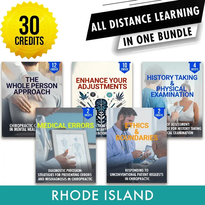 Rhode Island Package 1: Full Recertification – All Distance Learning Chiropractic Continuing Education Hours in One Package, 30 Credits