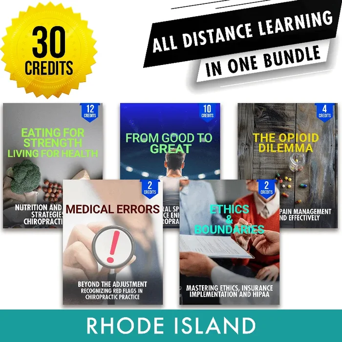 Rhode Island Package 2: Full Recertification – All Required Chiropractic Continuing Education Hours in One Package, 30 Credits