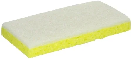 Saalfeld Redistribution Impact Scouring Sponge / Pad Light Duty Yellow / White NonSterile Cellulose / Synthetic Fiber 7/8 X 3-3/16 X 6-1/4 Inch Reusable – 7129P