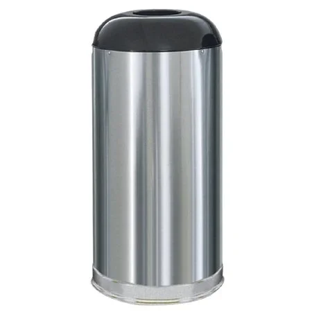 Saalfeld Redistribution Round Tops Trash Can 15 gal. Silver Stainless Steel Open Top – FGR32SSSGL