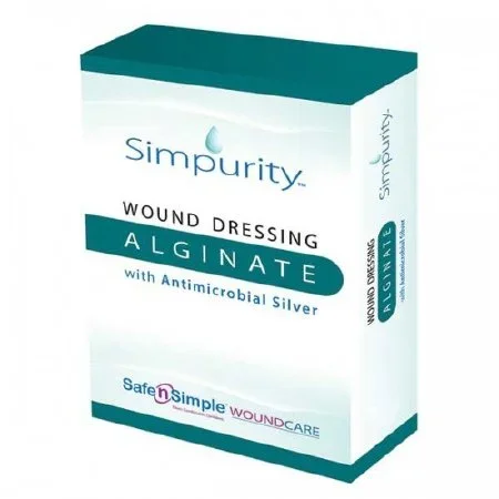 Safe N Simple Simpurity Calcium Alginate Dressing with Silver 4 X 5 Inch Rectangle Sterile – SNS51720