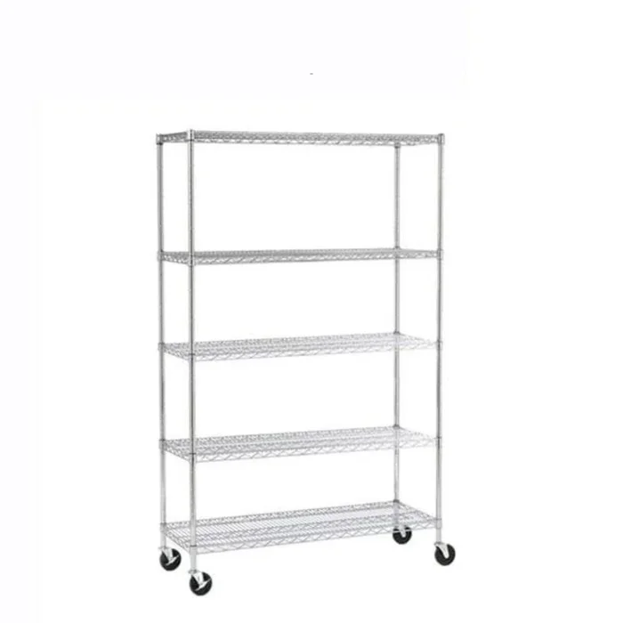 SafeRacks 5-Tier Wire Shelving Storage Racks on Wheels – 18” x 48” x 72”