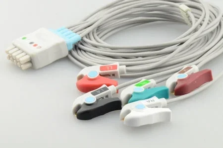 Sage Services Group ECG Lead Set 5-Leads, Grabber Style, Shielded, Mixed Length, Multi Link For GE Eagle, Solar, Dash 2000 Monitor – L02-05-MP