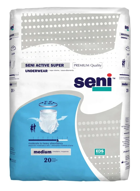 Seni Active Super Pull-On Underwear, Medium – 31″ – 43″