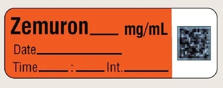 Shamrock Scientific Pre-Printed Label Anesthesia Label ZEMURON / _____ mg /mL Fluorescent Red 1/2 X 500 Inch – SA-2215