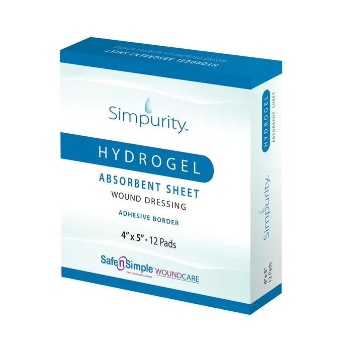 Simpurity Hydrogel Dressing with Adhesive Border, 4″ x 5″