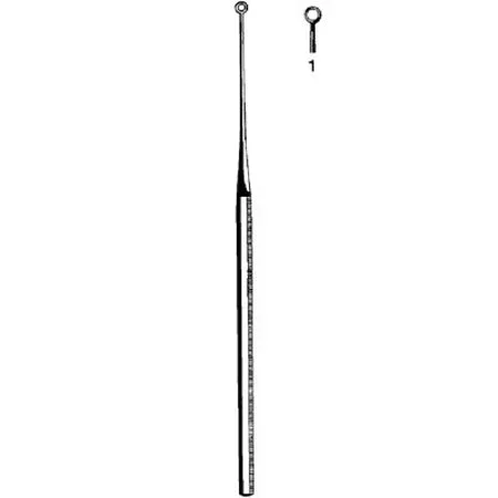 Sklar Merit Ear Curette Buck 6-1/2 Inch Length Single-ended Octagon Handle Size 1 Tip Straight Blunt Round Loop Tip – 98-172