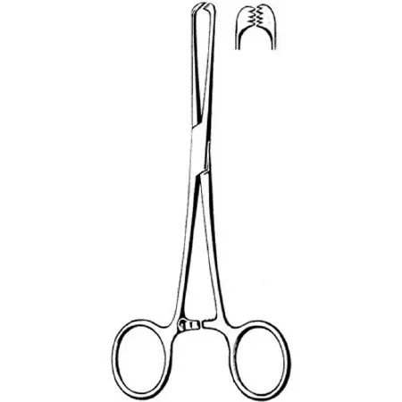 Sklar Merit Tissue Grasping Forceps Allis 6 Inch Physician Grade Stainless Steel NonSterile Ratchet Lock Finger Ring Handle Straight 4 X 5 Teeth – 97-930