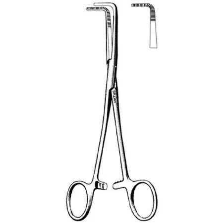 Sklar Right Angle Forceps Mixter 7-1/4 Inch Surgical Grade Stainless Steel NonSterile Ratchet Lock Finger Ring Handle Straight Serrated Tip – 23-2520
