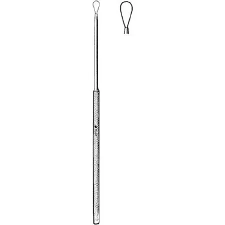 Sklar Sklar Ear Curette Billeau Single-ended Round Knurled Handle Large Tip Straight Sharp Fenestrated Teardrop Wire Loop Tip – 67-2523