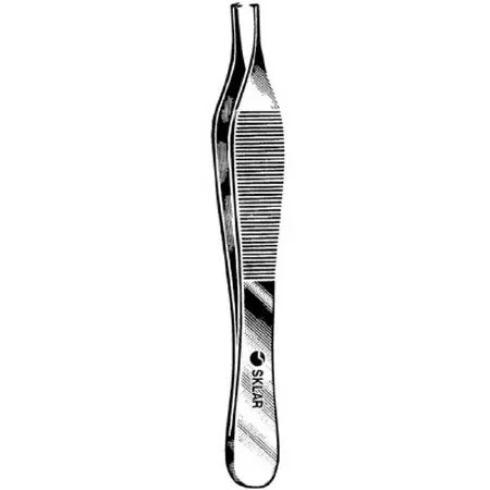 Sklar Sklar Tissue Forceps Adson 4-3/4 Inch Surgical Grade Stainless Steel NonSterile NonLocking Thumb Handle Straight Serrated Tips w/1 X 2 Teeth – 47-2047