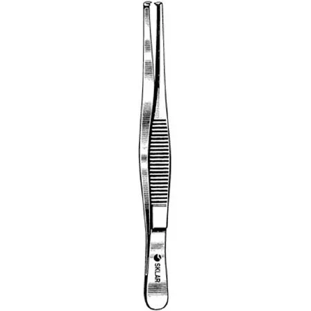 Sklar Tissue Forceps 8 Inch Surgical Grade Stainless Steel NonSterile NonLocking Thumb Handle Straight Serrated Tips w/1 X 2 Teeth – 19-1280