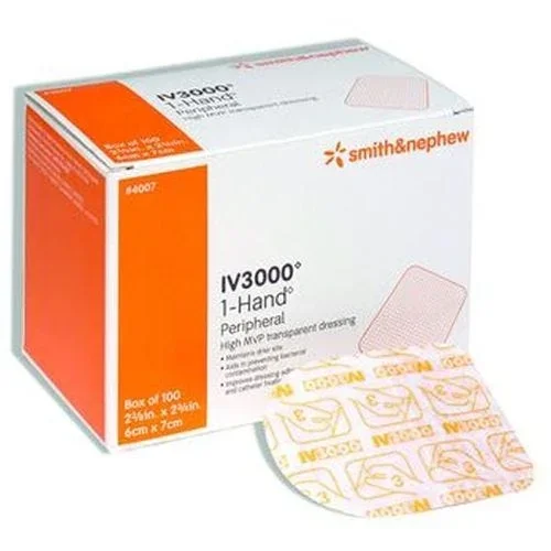 Smith & Nephew Opsite 4007 Moisture Responsive Catheter Dressing. Box of 100