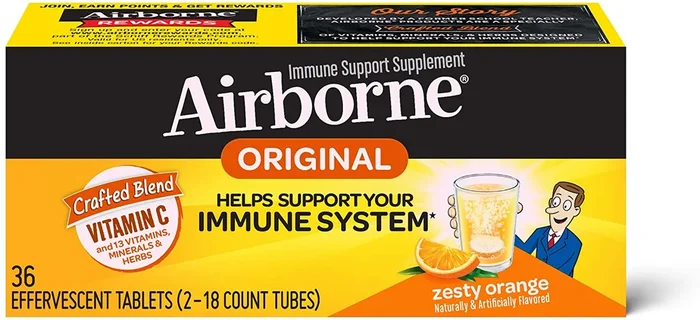 Soporte inmune en el aire naranja efervescente 36 tabletas