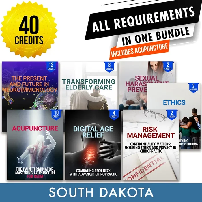 South Dakota Package 3: Full Recertification – All Required Chiropractic Continuing Education Hours in One Package, 40 Credits