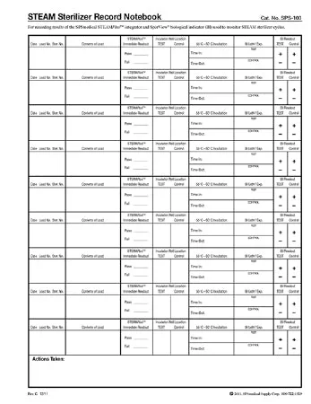 SPS Medical Supply Sterilization Record Sheet Steam – SPS-100