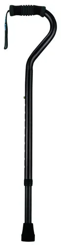 Standard Offset Walking Cane Adjustable Aluminum Black