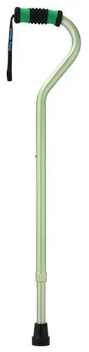 Standard Offset Walking Cane Adjustable Aluminum Green