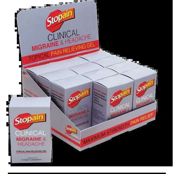 Stopain Clinical Migraine & Headache Topical Pain Relieving Gel Counter Display