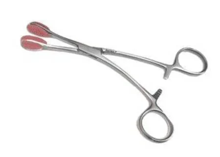 Sun Med Tongue Seizing Forceps Stainless Steel / Rubber Finger Ring Handle Straight Serrated – 9-3021-50