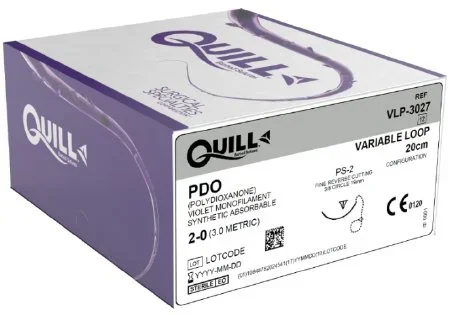 Surgical Specialties Quill Knotless Tissue-Closure Device, Monoderm Suture with Needle Absorbable Uncoated Violet Suture Barbed Monofilament PDO (Polydioxanone) Size 3-0 30 cm Suture 1-Needle 13 mm Length Reverse Cutting Needle – VLP-3022