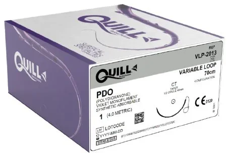 Surgical Specialties Quill Variable Loop Device Suture with Needle Absorbable Uncoated Undyed Suture Barbed Monofilament PDO (Polydioxanone) Size 2-0 20 cm Suture 1-Needle 17 mm Length 1/2 Circle Taper Point Needle – VLP-2020