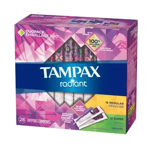 Tampones radiantes de Tampax, sin perfume, 28 recuento
