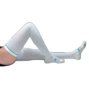 Thigh Length Anti-Embolism Stockings, White, Large Regular – Pair