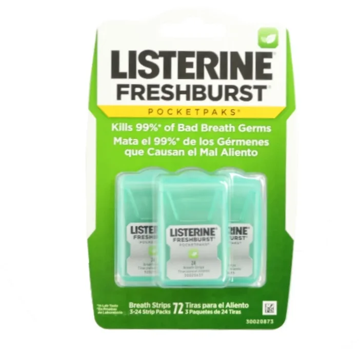 Tiras de aliento de bolsillo de listerine